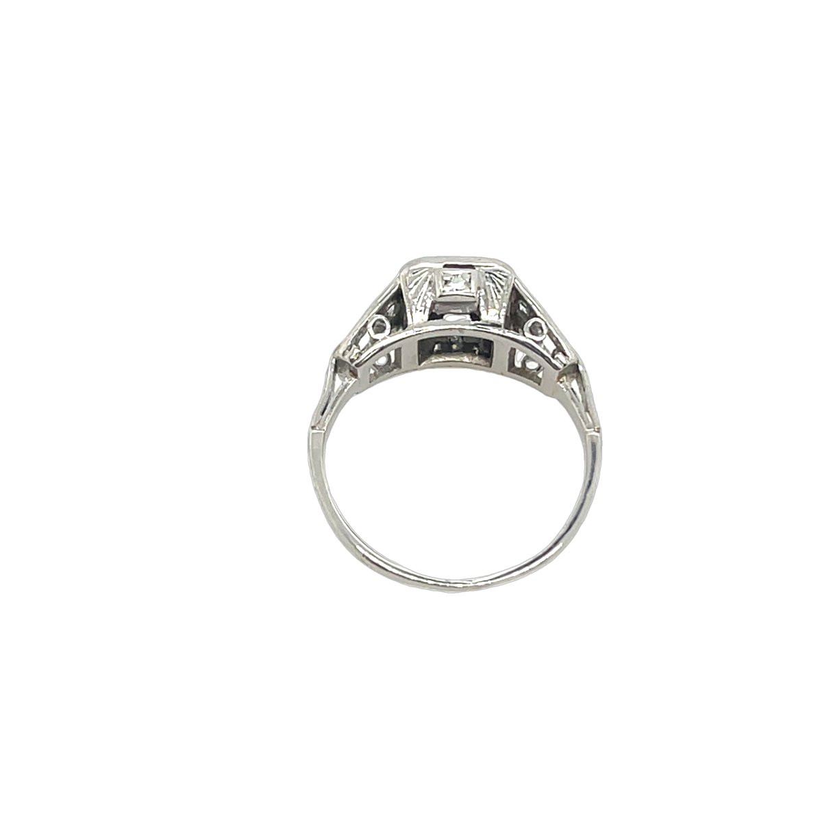 Vintage Platinum Ring With Diamonds, Set With 0.35 Ct Round Natural Diamonds-photo-3