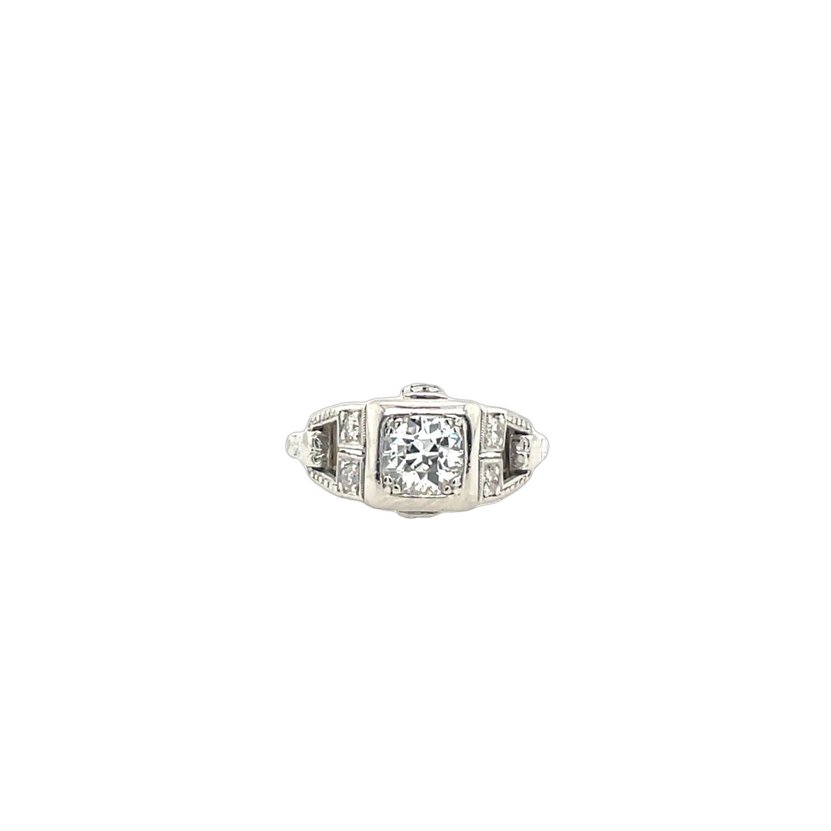 Vintage Platinum Ring With Diamonds, Set With 0.35 Ct Round Natural Diamonds