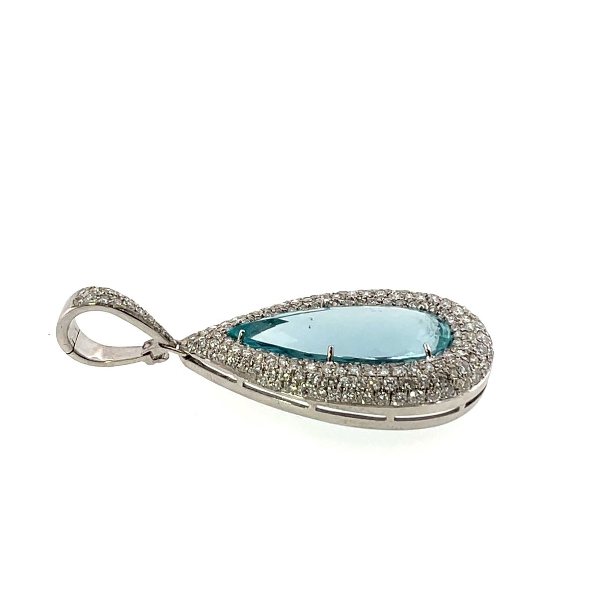 Collier pendentif vintage en aigue-marine 17,80 ct et perles de culture-photo-3