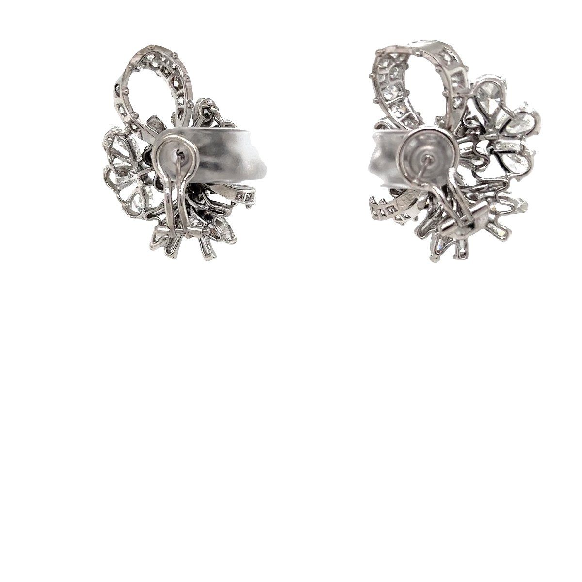 Diamond Cluster Earrings - 18 Carat White Gold, 9.50 Ct Total-photo-2