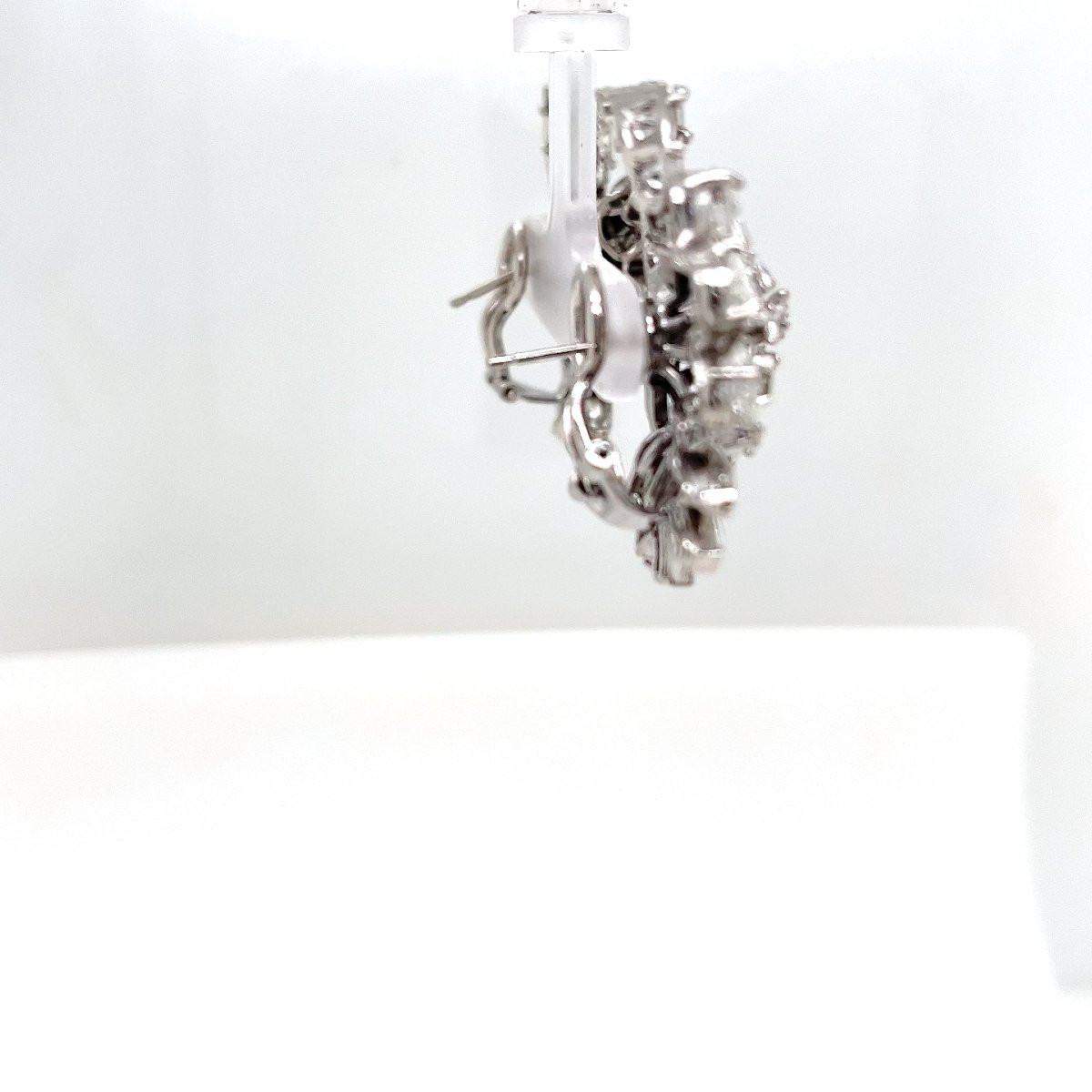 Diamond Cluster Earrings - 18 Carat White Gold, 9.50 Ct Total-photo-3