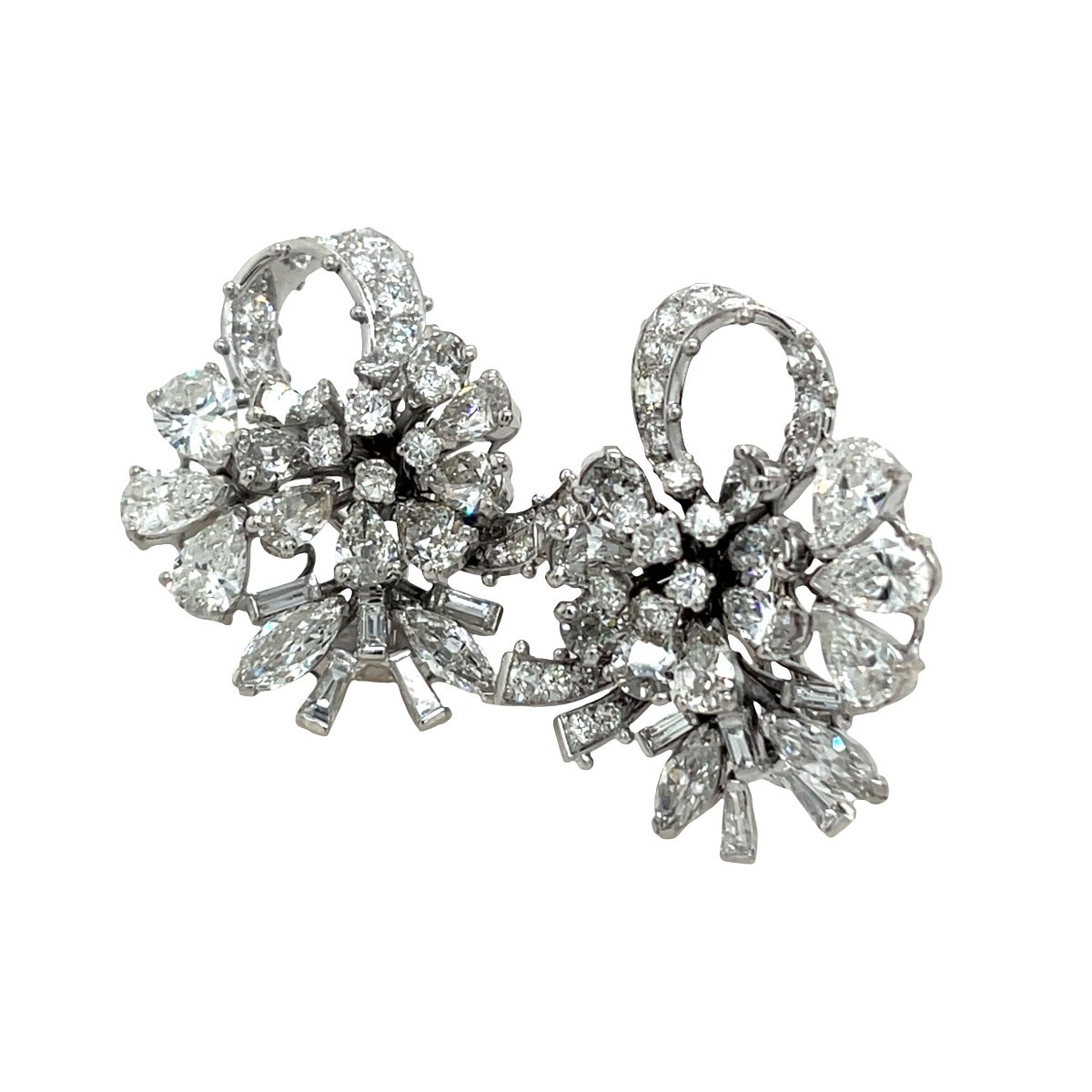 Diamond Cluster Earrings - 18 Carat White Gold, 9.50 Ct Total-photo-6