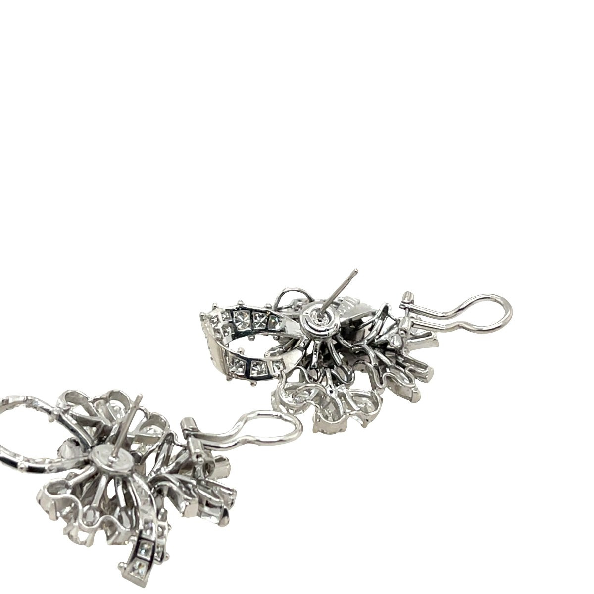 Diamond Cluster Earrings - 18 Carat White Gold, 9.50 Ct Total-photo-7