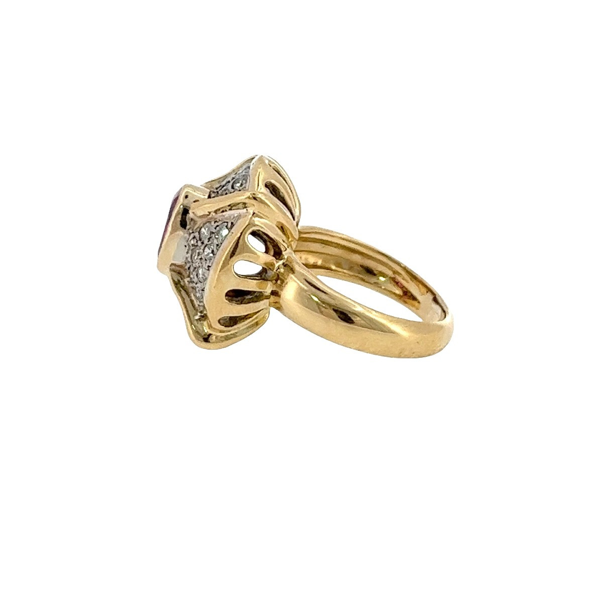 Bague vintage en rubis et diamants – Rubis ovale de 1,15 ct-photo-2