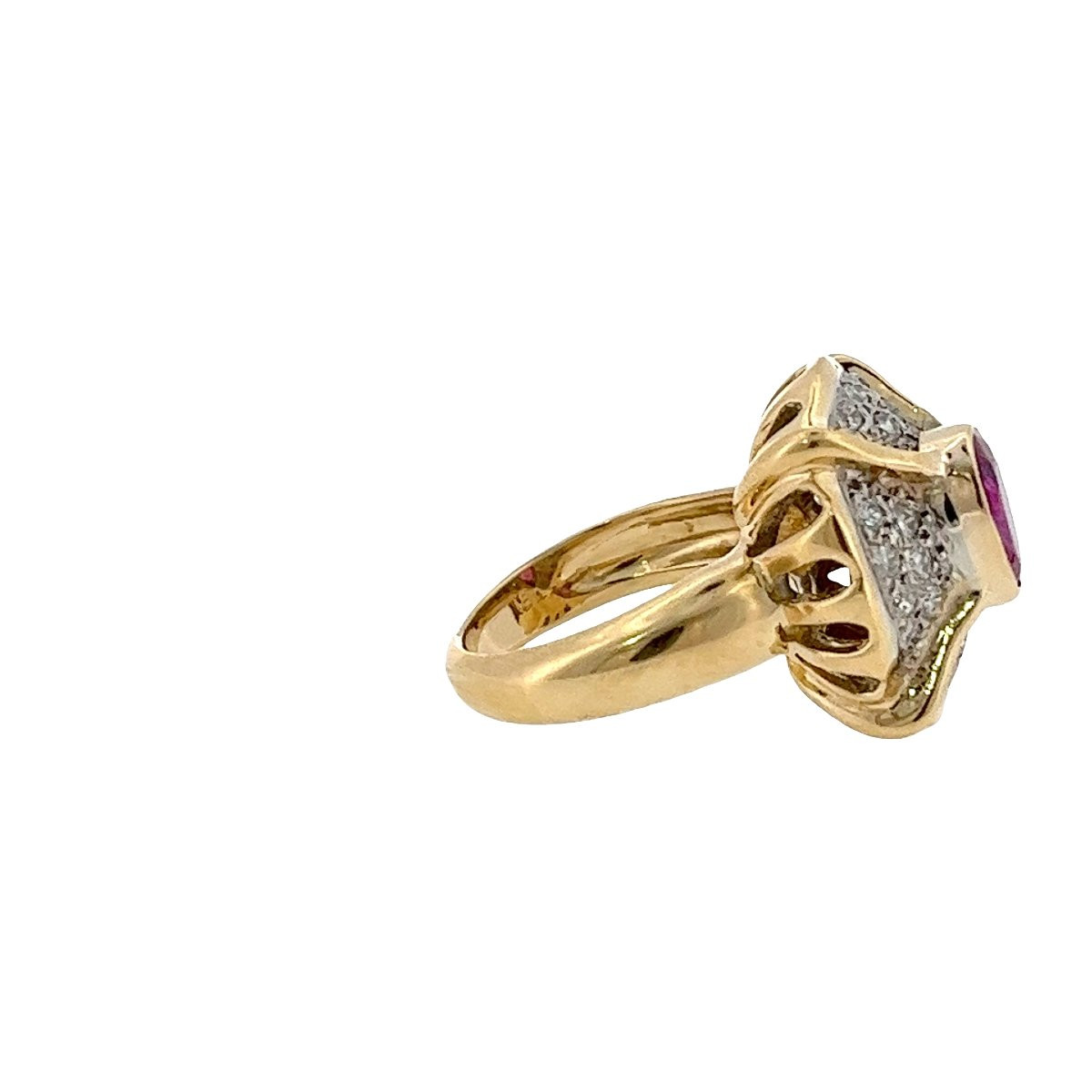 Bague vintage en rubis et diamants – Rubis ovale de 1,15 ct-photo-2