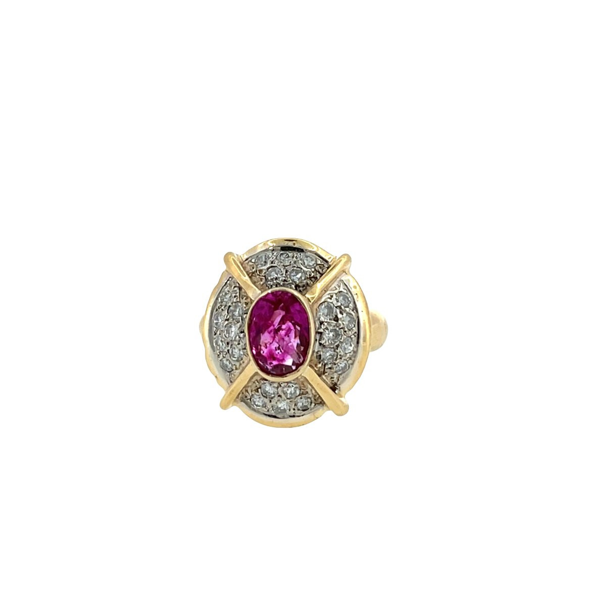 Bague vintage en rubis et diamants – Rubis ovale de 1,15 ct-photo-3