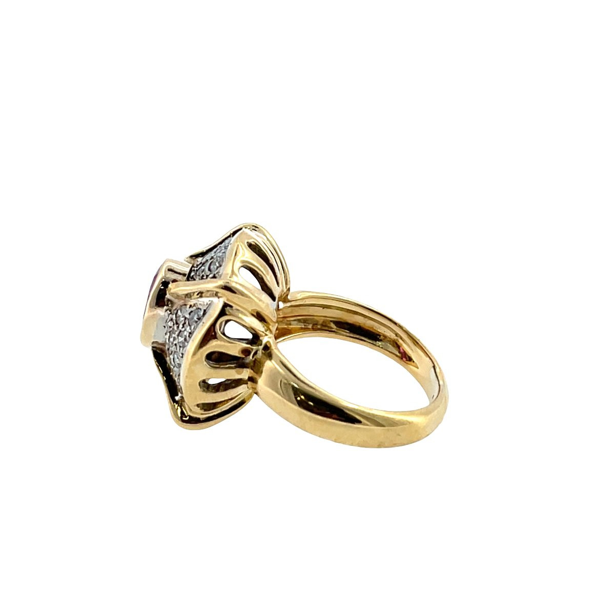 Bague vintage en rubis et diamants – Rubis ovale de 1,15 ct-photo-4