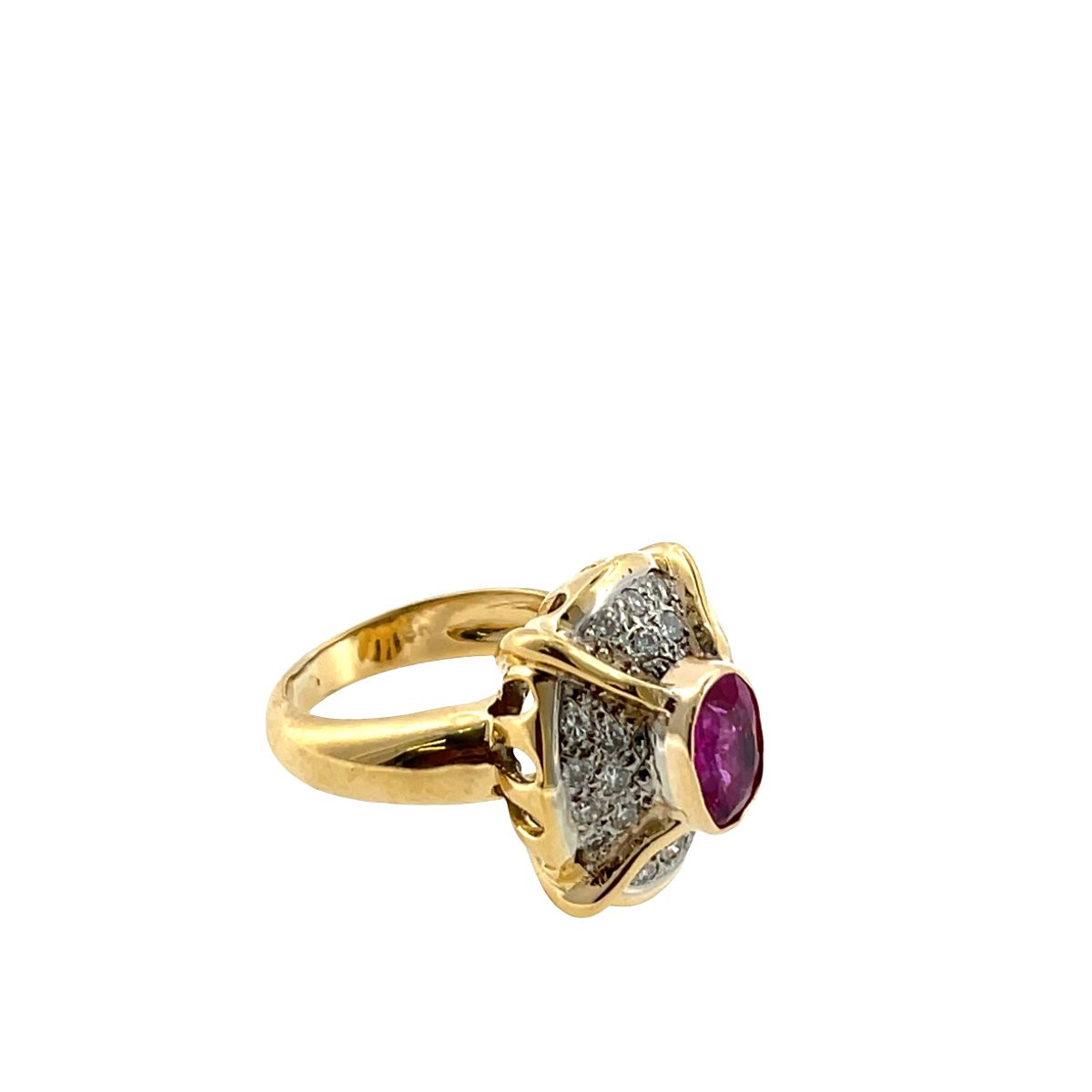 Bague vintage en rubis et diamants – Rubis ovale de 1,15 ct-photo-6
