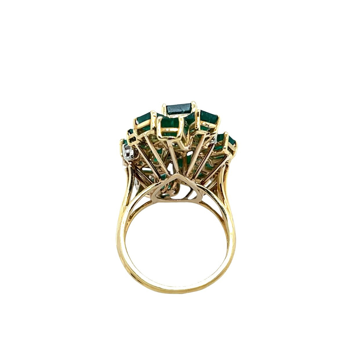 Bague de robe vintage en or avec émeraude et diamant – Émeraudes 6,90 ct et diamants 0,30 ct-photo-1