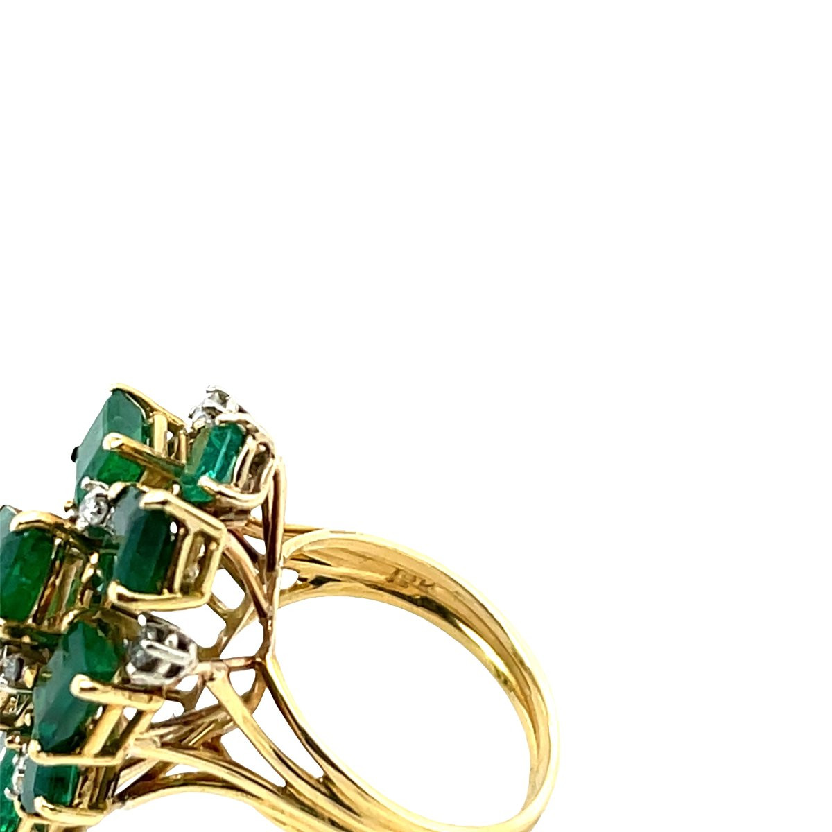 Bague de robe vintage en or avec émeraude et diamant – Émeraudes 6,90 ct et diamants 0,30 ct-photo-3