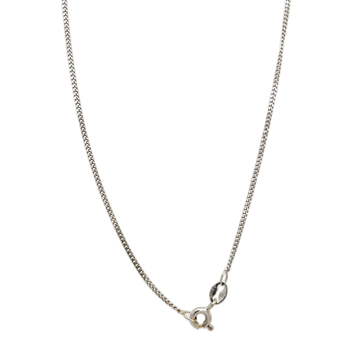 Pendentif en opale et diamant serti en or blanc et rose 18 carats sur chaîne en or blanc de 16 -photo-2