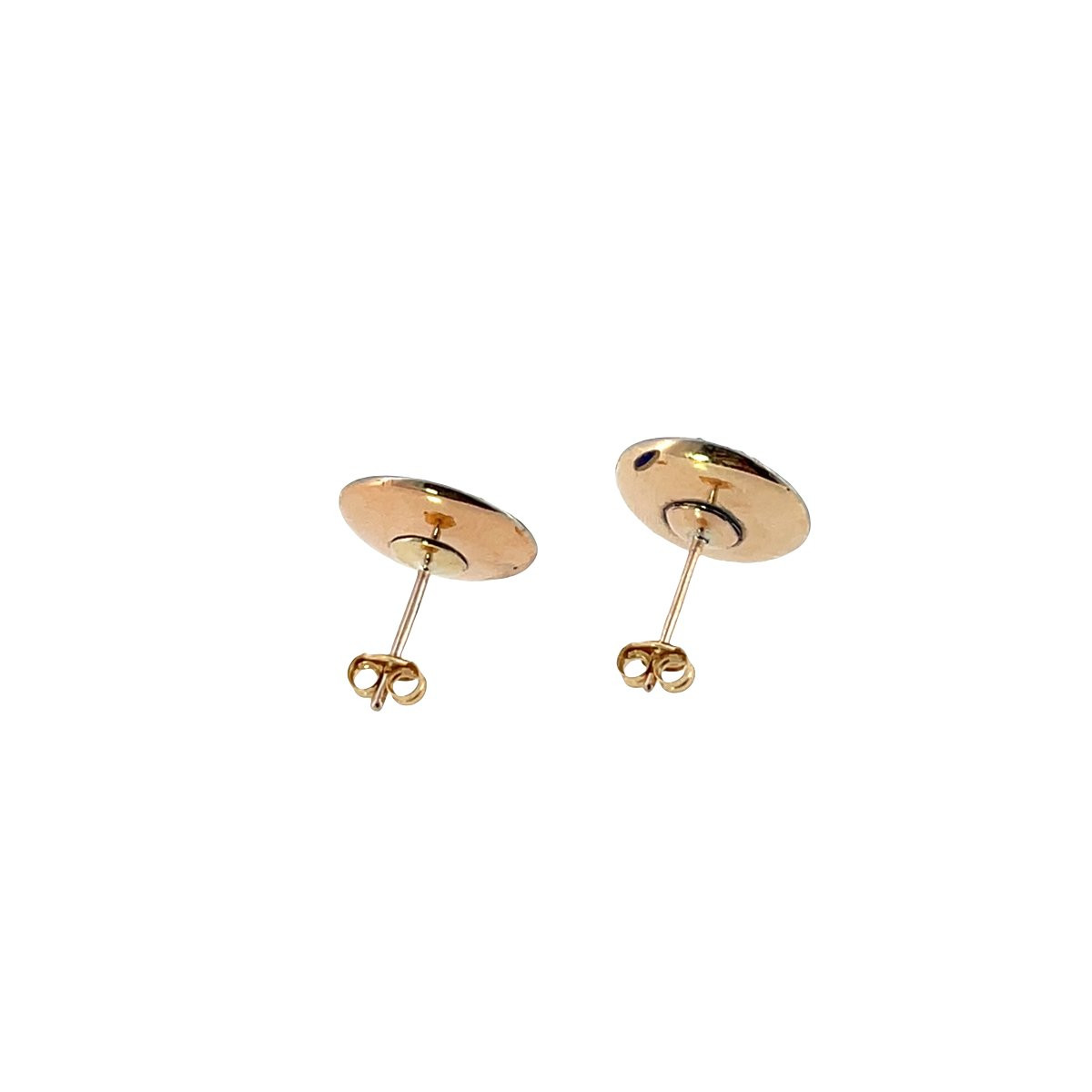 Boucles d'oreilles anciennes en or 14 carats avec émail bleu – Diamants taillés à la victorienn-photo-5