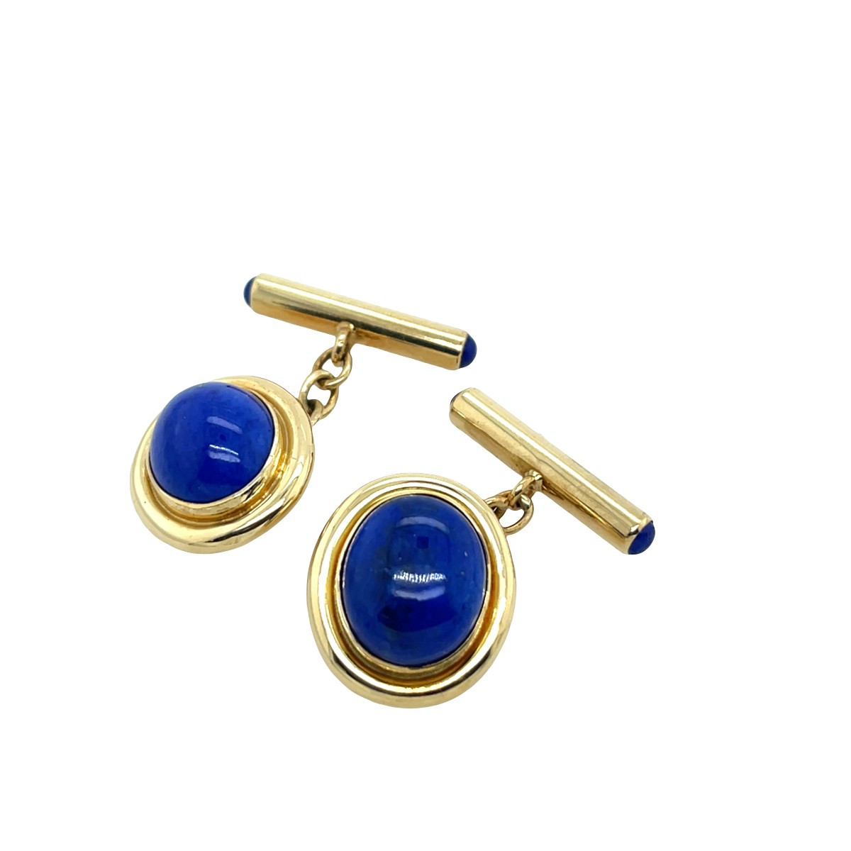 Vintage Cufflinks In 18-carat Yellow Gold With Lapis Lazuli-photo-2