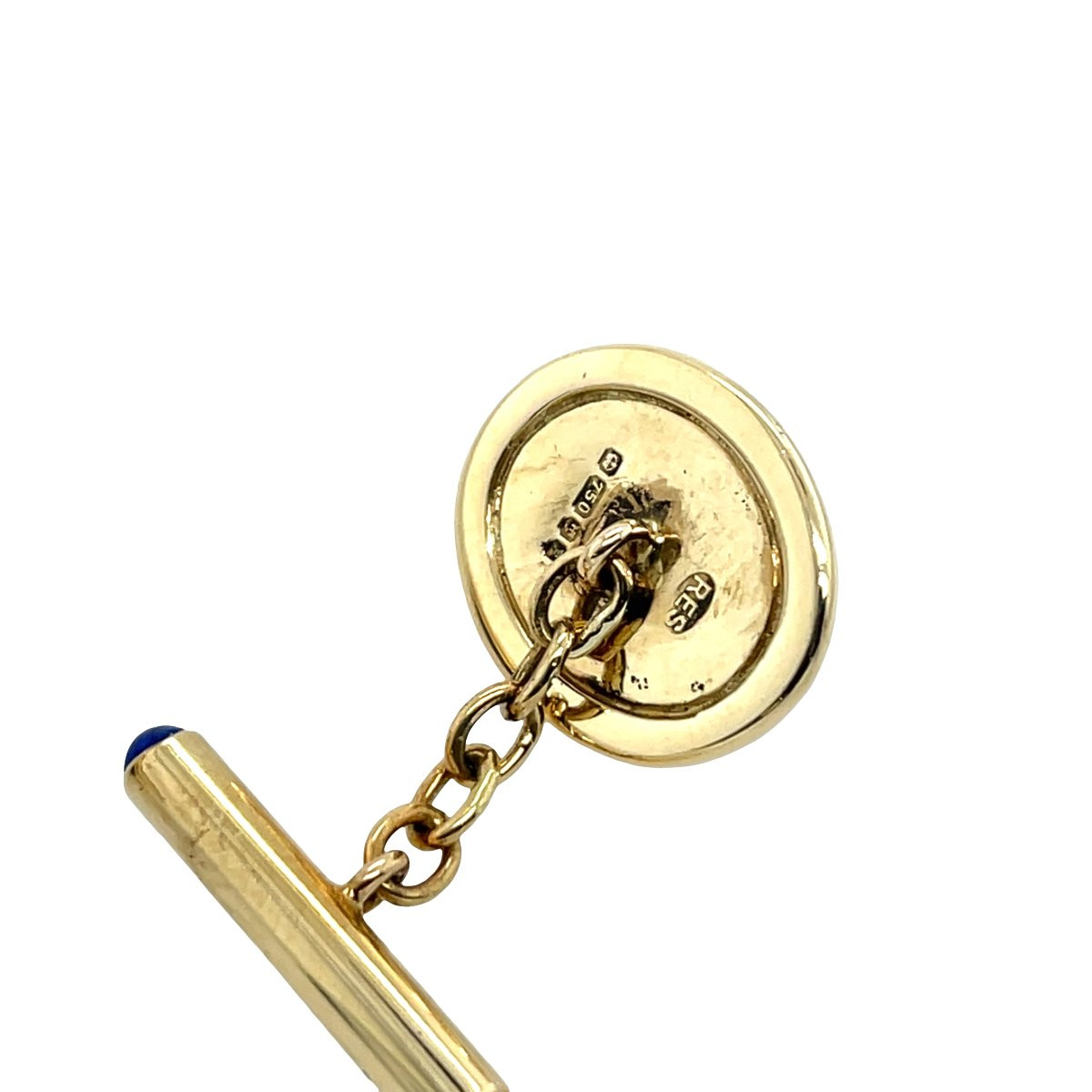 Vintage Cufflinks In 18-carat Yellow Gold With Lapis Lazuli-photo-2