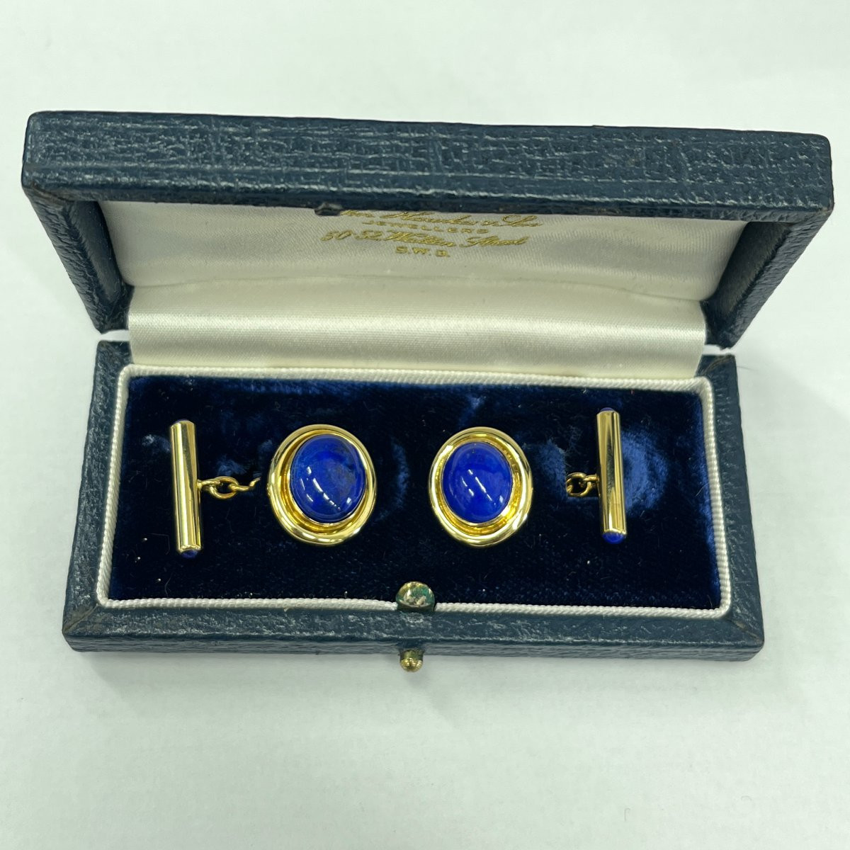 Vintage Cufflinks In 18-carat Yellow Gold With Lapis Lazuli-photo-4
