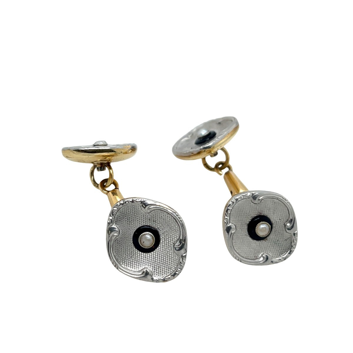 Vintage Cufflinks In 14-carat Yellow Gold And Platinum-photo-2