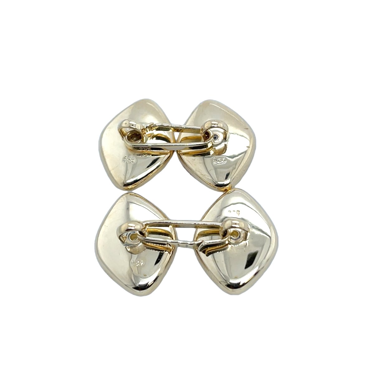 Boutons de manchette en diamant et nacre en or jaune 14 carats-photo-1