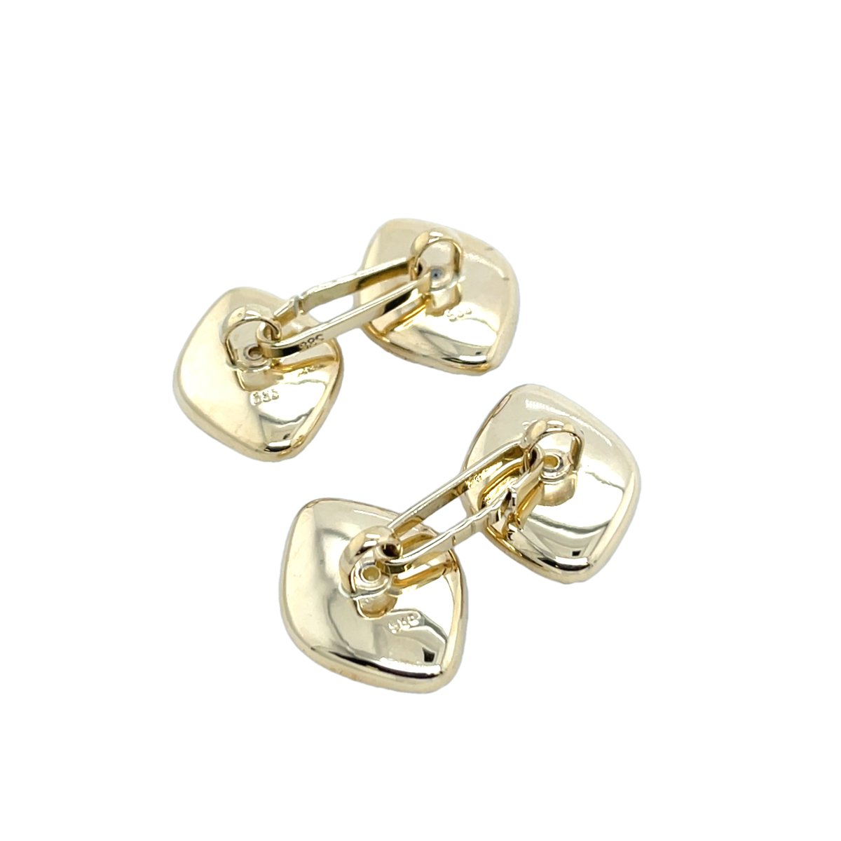 Boutons de manchette en diamant et nacre en or jaune 14 carats-photo-2