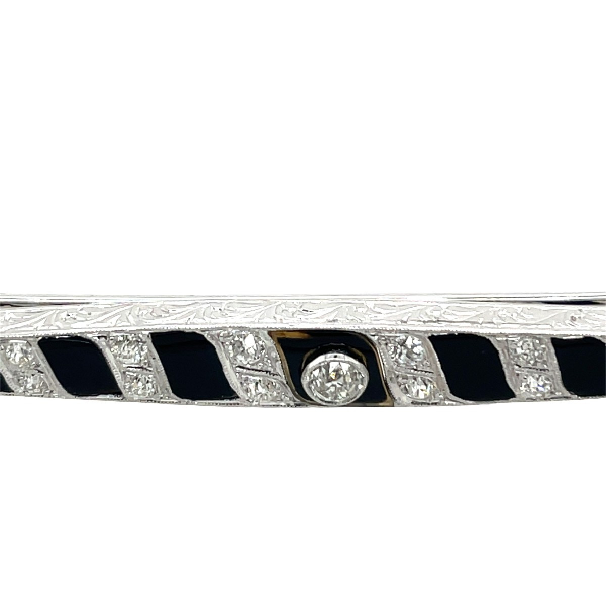 Broche en platine avec onyx noir antique et diamants-photo-2