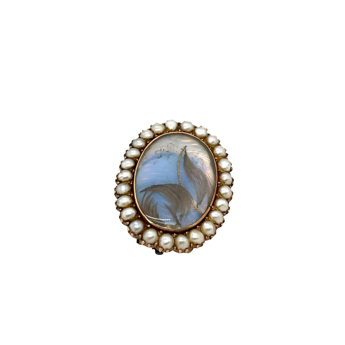 Broche de deuil géorgienne en or et perles de semence-photo-2