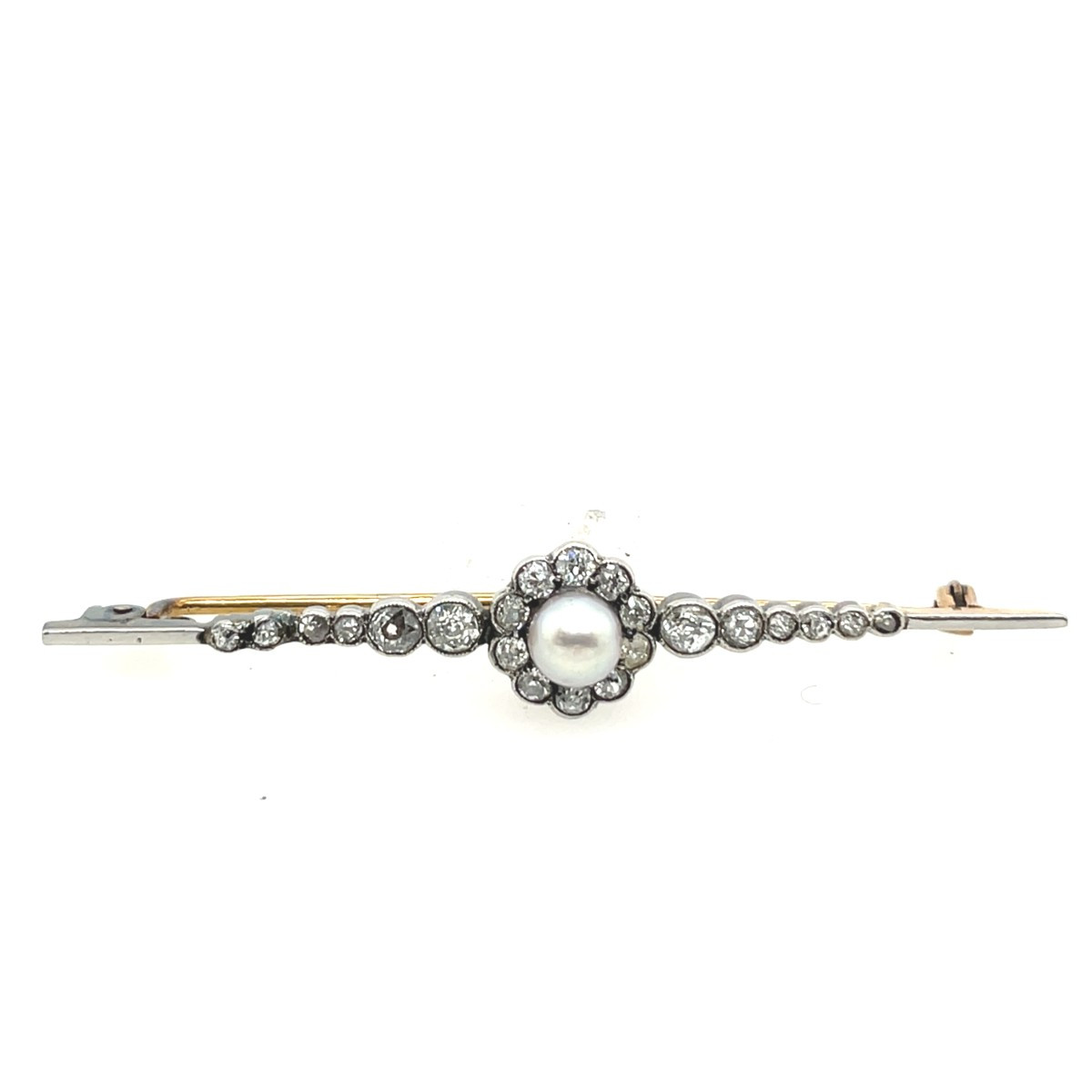 Antique Diamond And Pearl Brooch Mounted In Platinum And 12-carat Yellow Gold