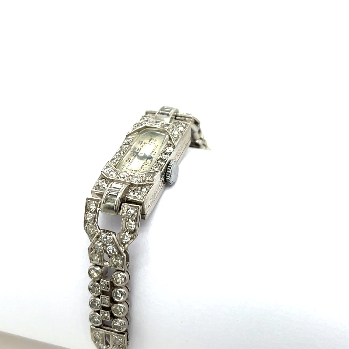 Ladies' Watch In Vintage Platinum With Diamonds, 2.25 Ct Natural Diamonds-photo-4