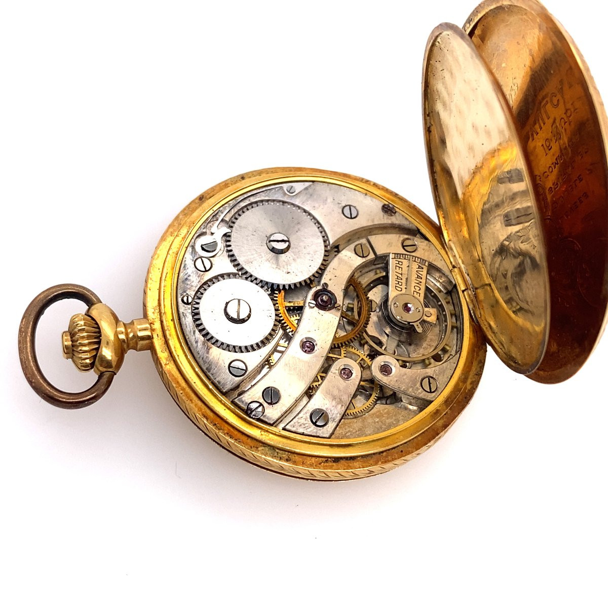 Montre de poche Vulcain originale en or jaune 18 carats, en parfait état-photo-4