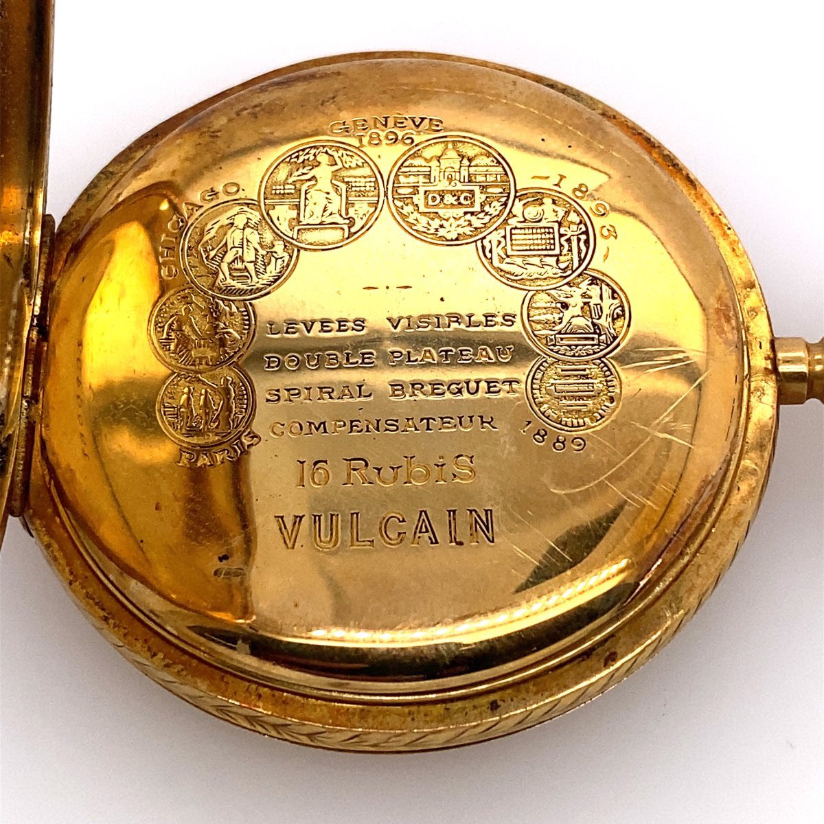 Montre de poche Vulcain originale en or jaune 18 carats, en parfait état-photo-6
