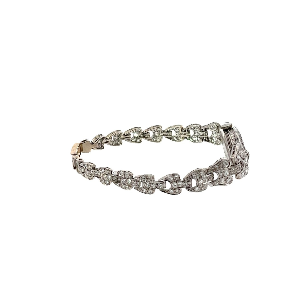 Montre pour femmes vintage en platine avec diamants, 3,7 carats de diamants naturels-photo-1