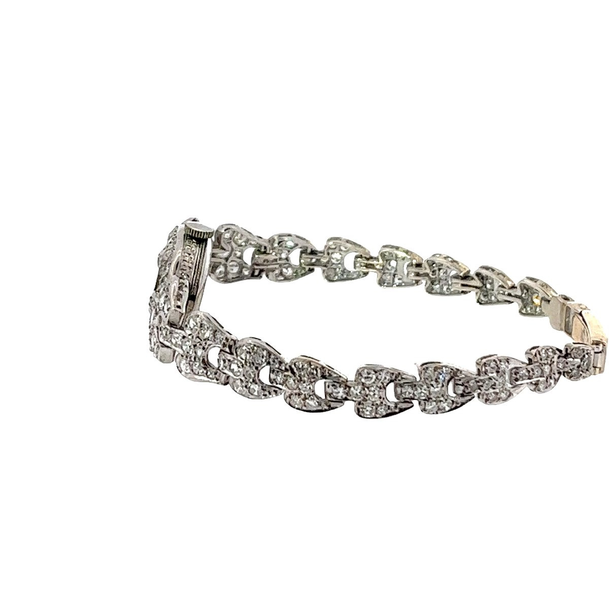 Montre pour femmes vintage en platine avec diamants, 3,7 carats de diamants naturels-photo-2