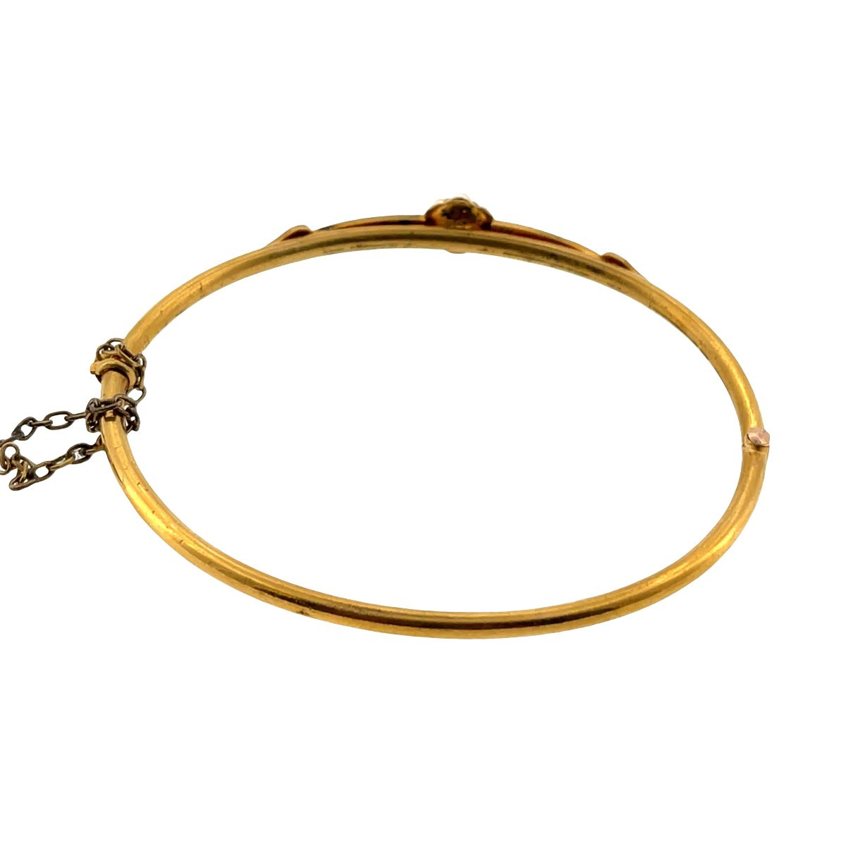 Bracelet jonc antique en or jaune 15 carats avec perles de semence-photo-3