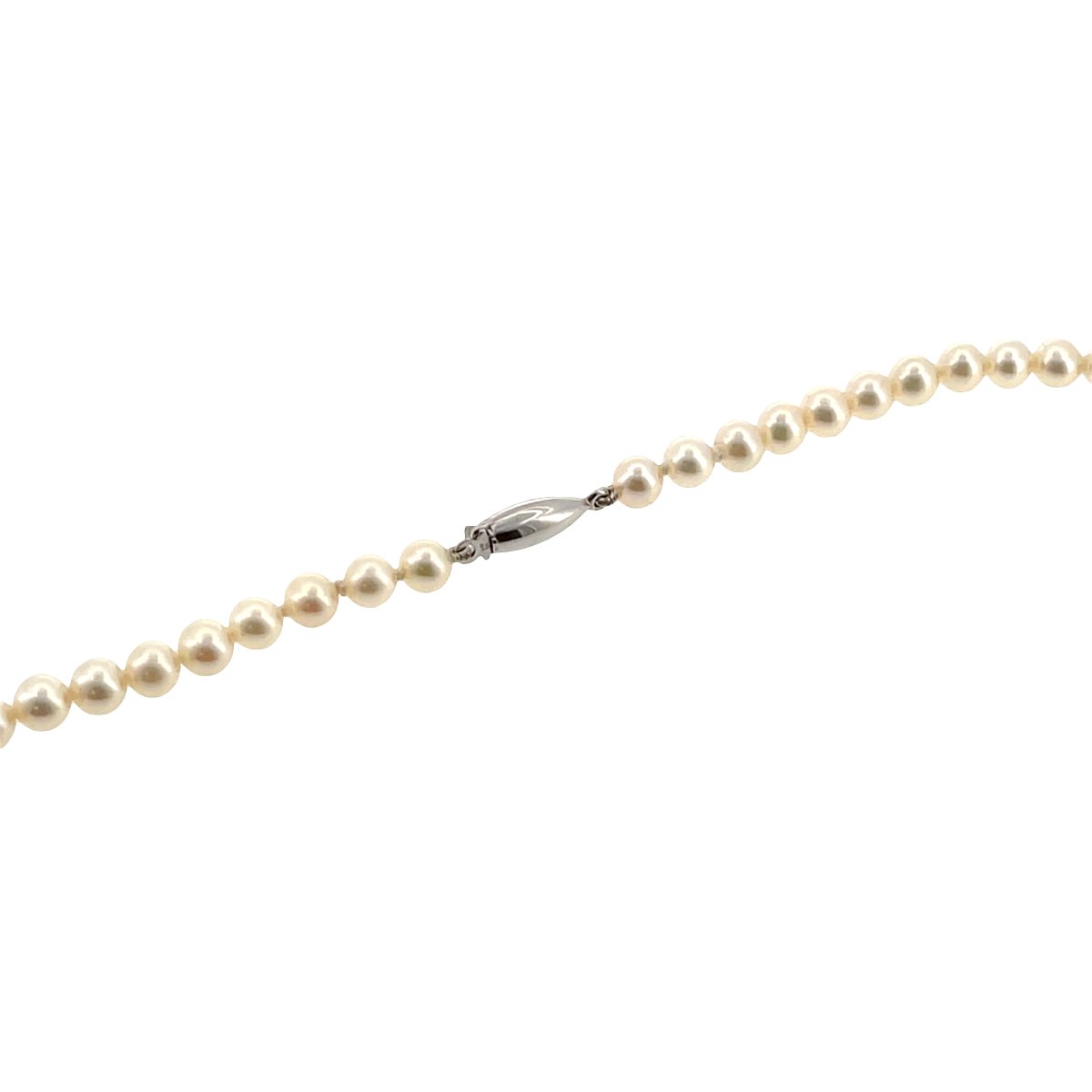Ensemble de collier en perles vintage avec diamants de 0,30 ct – Or blanc 18 carats, 17"-photo-1