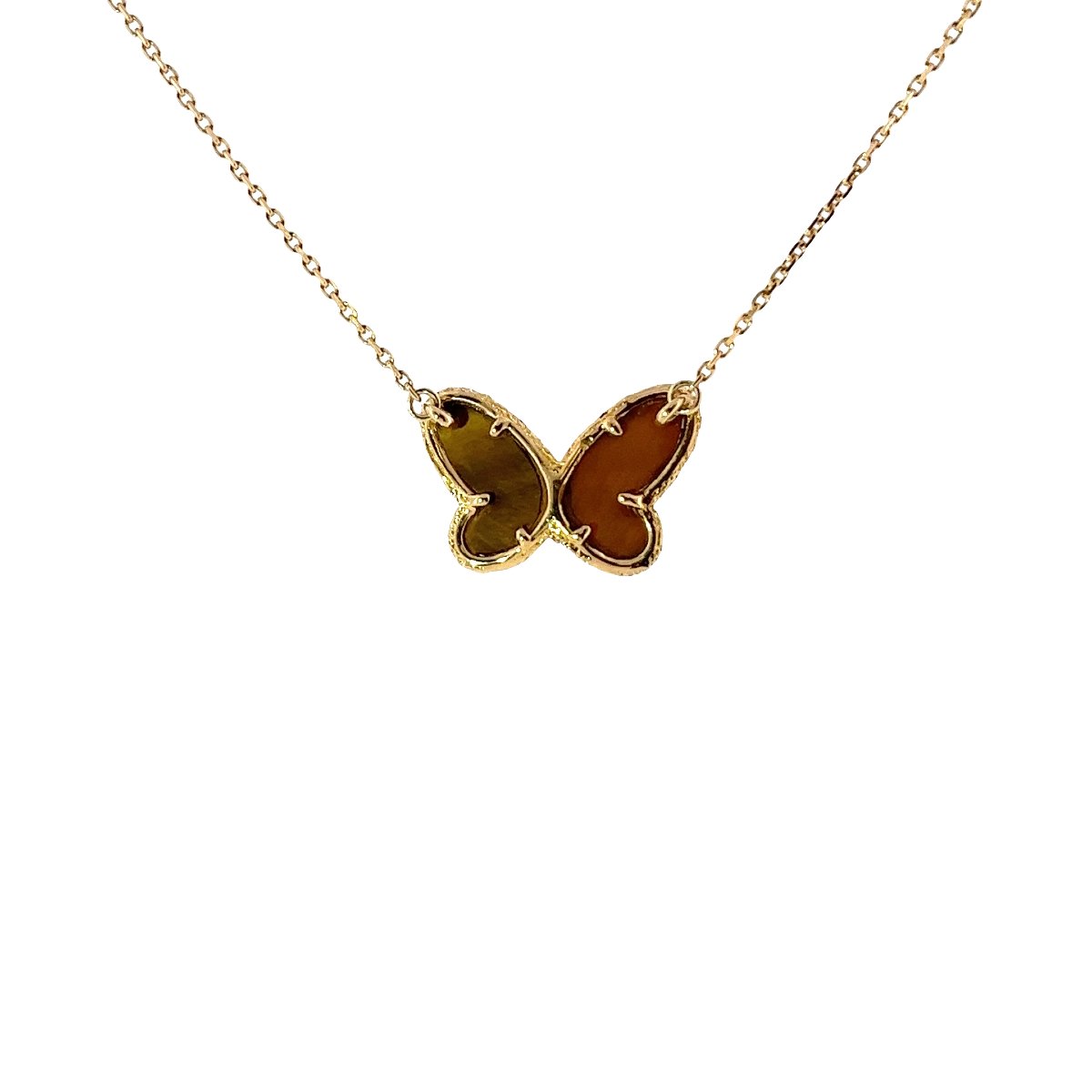 Van Cleef & Arpels Collier pendentif œil de tigre et diamant Papillon-photo-4