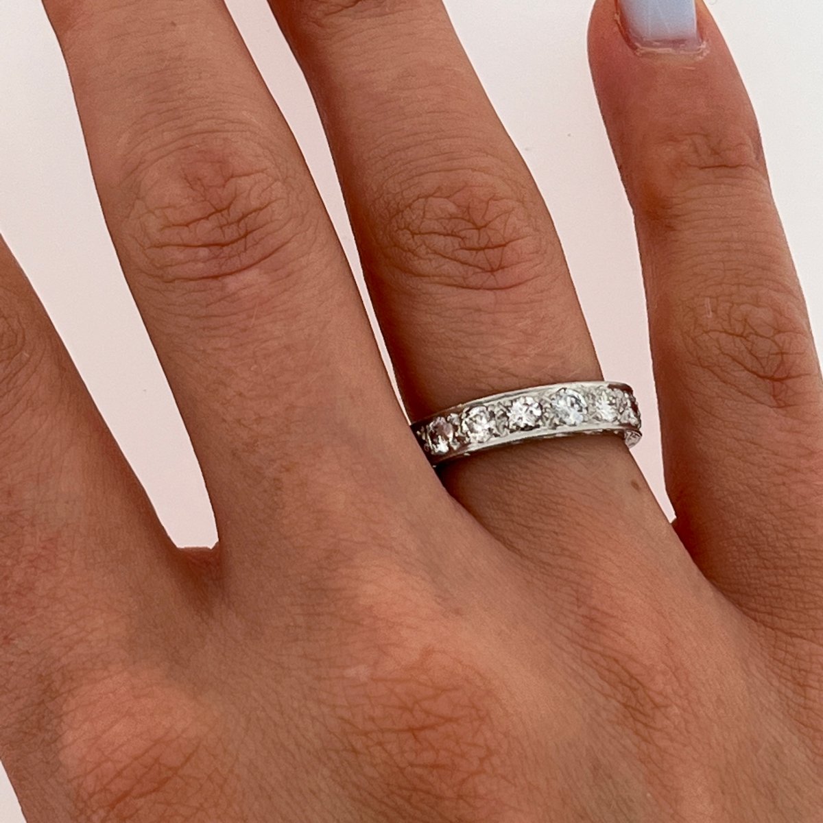 Bague en platine Full Eternity, sertie de diamants naturels de 1,60 ct-photo-4