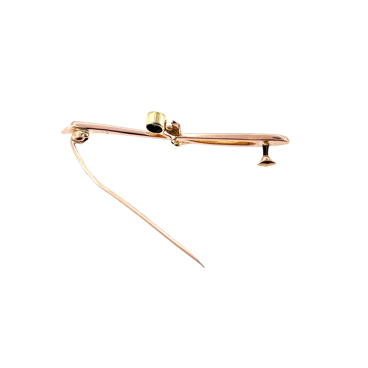Vintage 15-karat Rose Gold Brooch With Sapphire And Diamond-photo-4