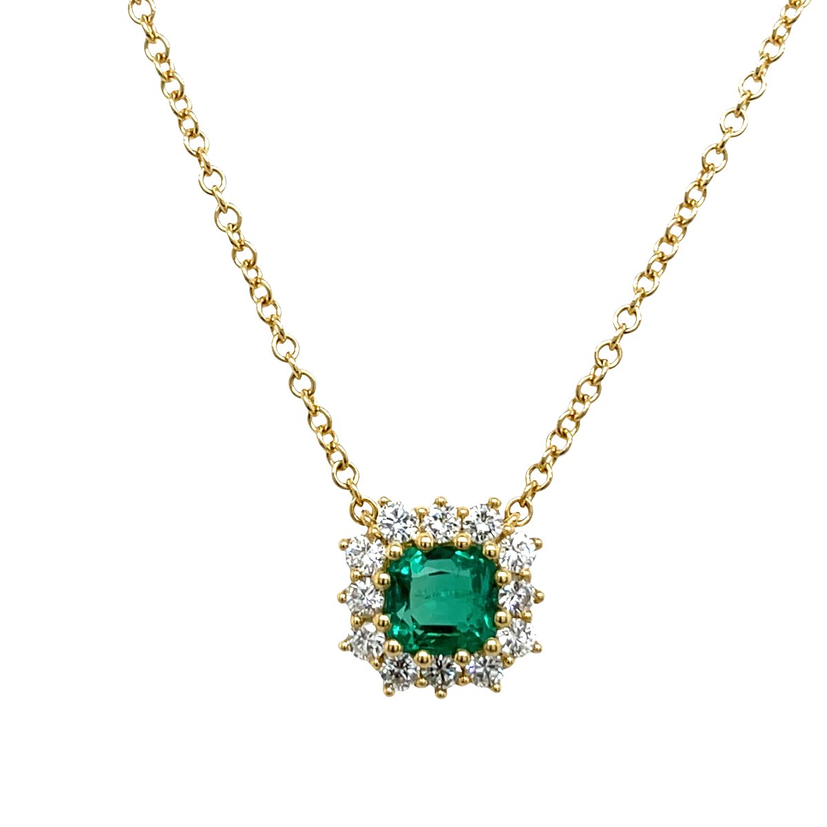 Pendentif en émeraude et diamant jaune 18 carats sur chaîne de 16 pouces-photo-4