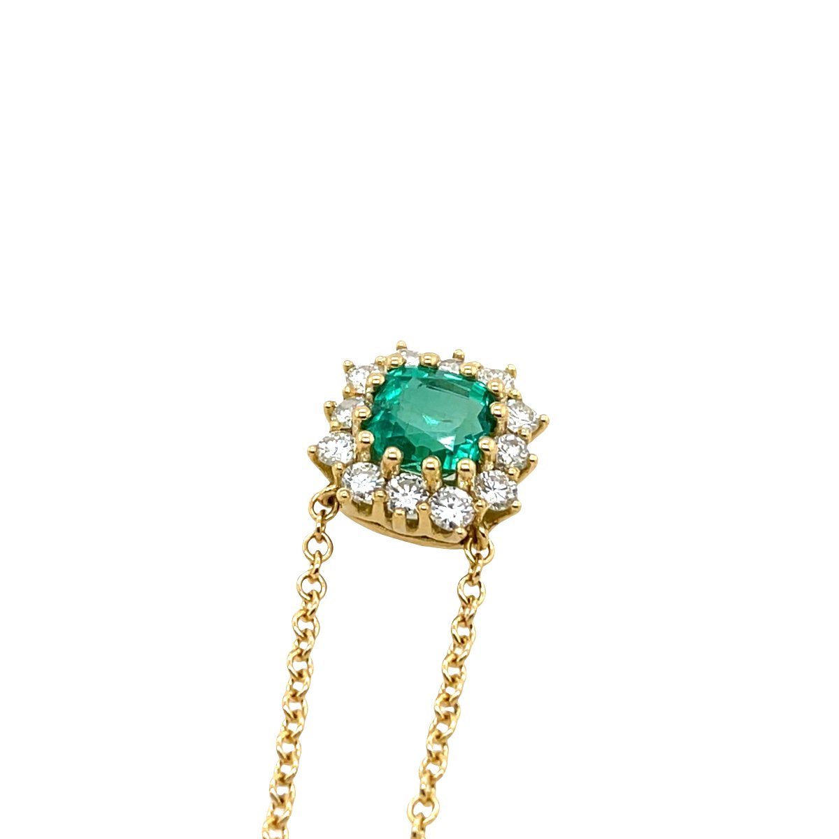 Pendentif en émeraude et diamant jaune 18 carats sur chaîne de 16 pouces-photo-4