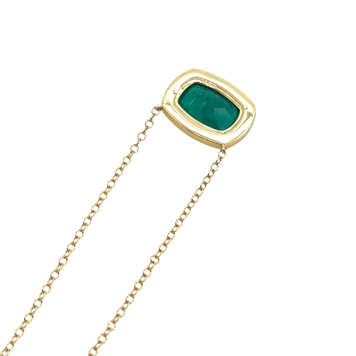Ensemble pendentif émeraude et diamant en or jaune 18 carats-photo-3