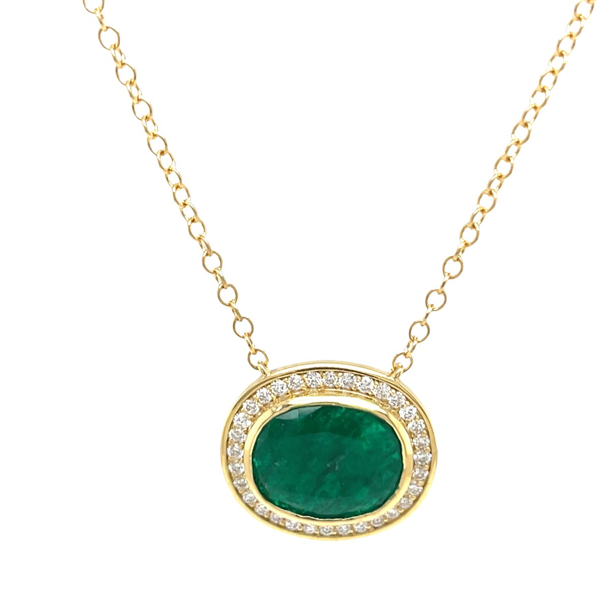Pendentif Émeraude & Diamant en Or Jaune 18 carats-photo-1