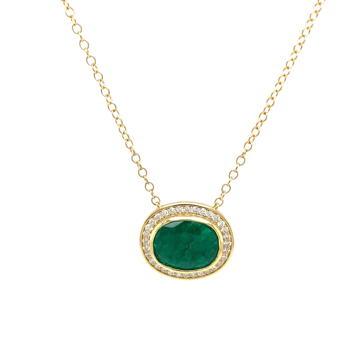 Pendentif Émeraude & Diamant en Or Jaune 18 carats-photo-2