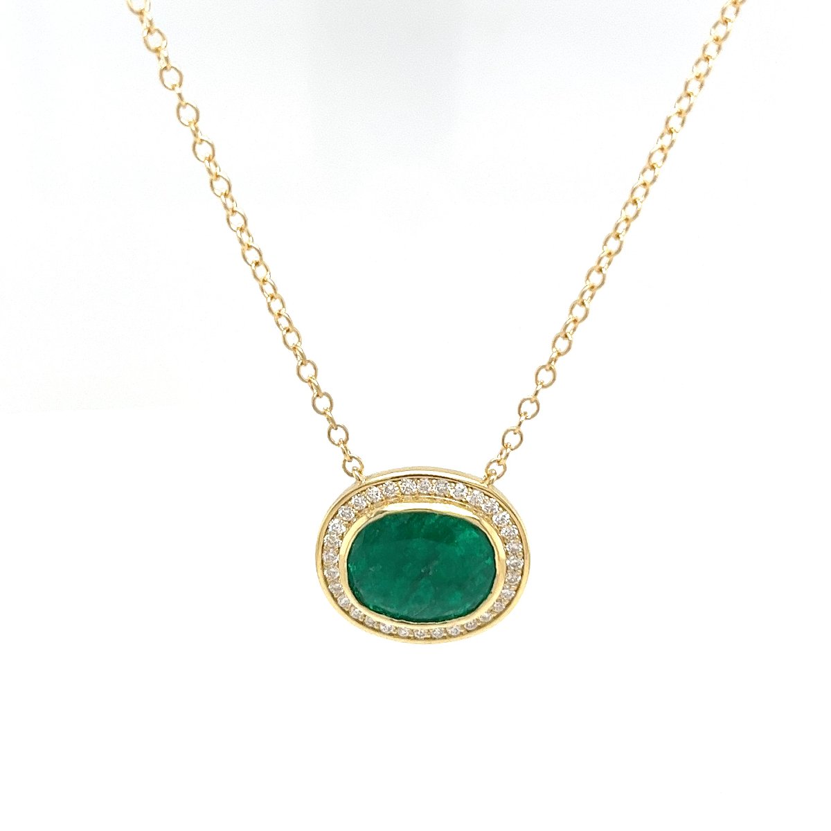 Pendentif Émeraude & Diamant en Or Jaune 18 carats