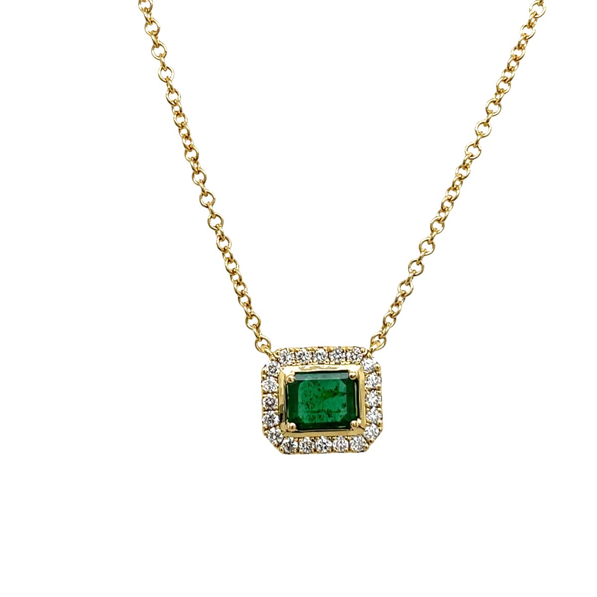 18-carat Emerald And Yellow Diamond Pendant On An 18-inch Chain-photo-2
