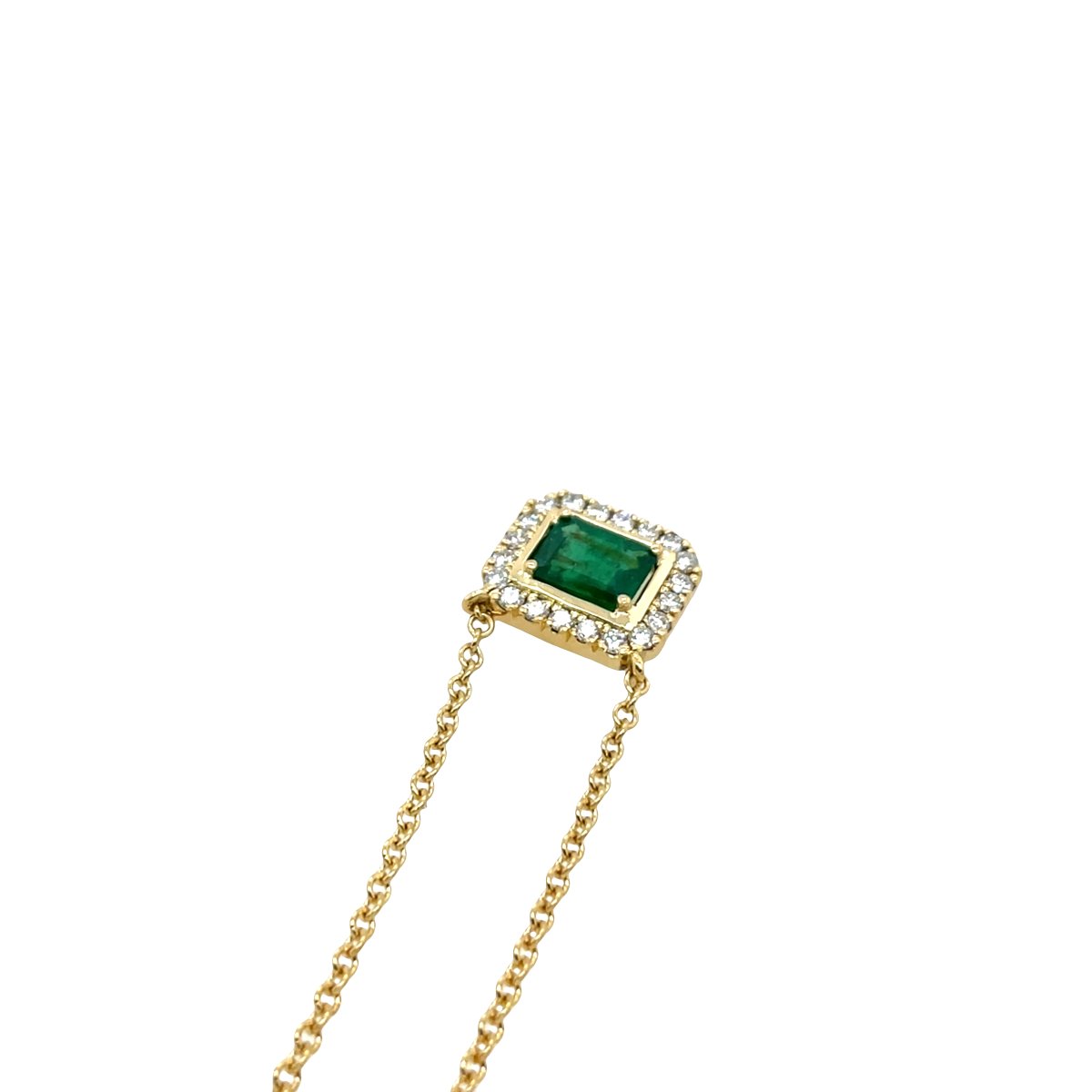 18-carat Emerald And Yellow Diamond Pendant On An 18-inch Chain-photo-3