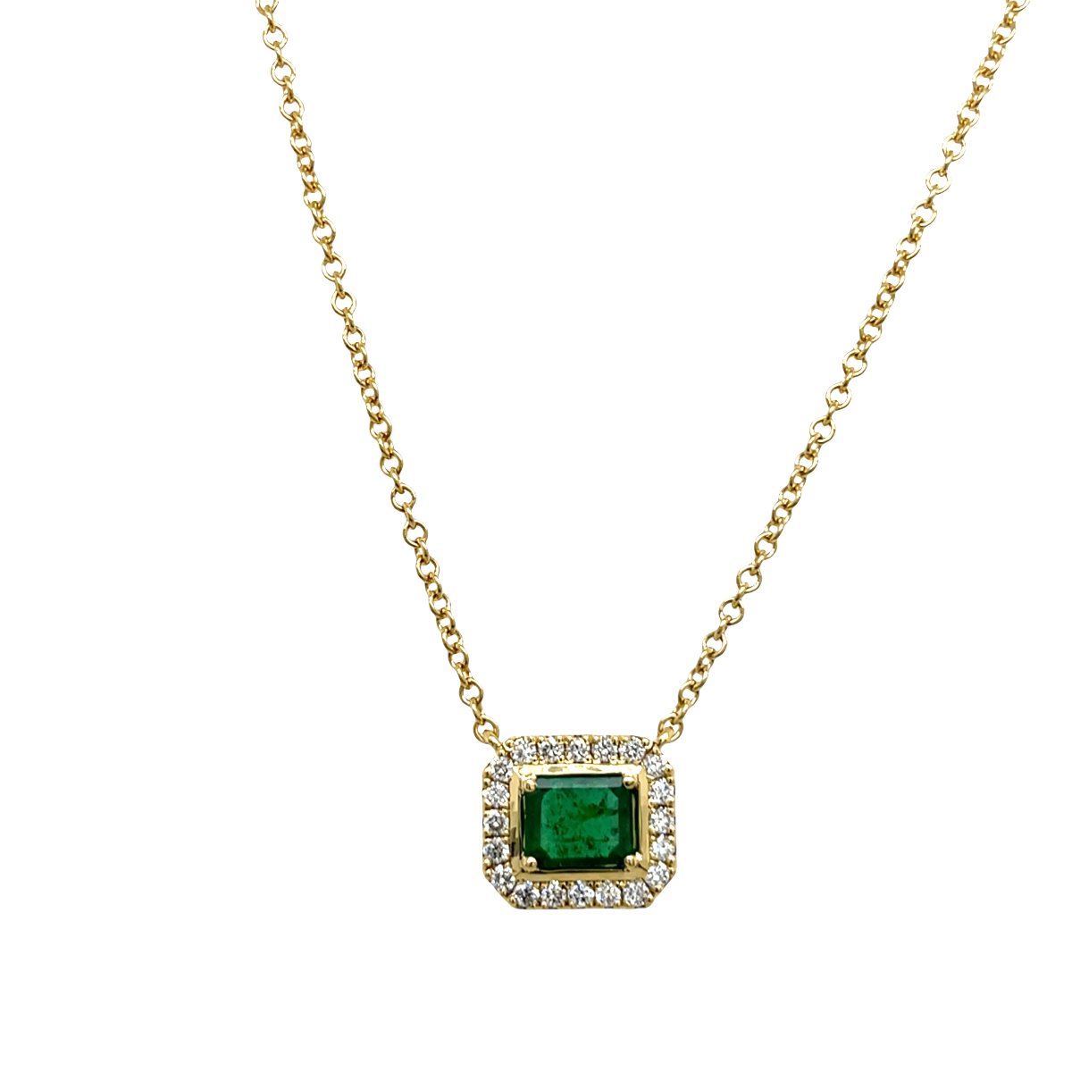 18-carat Emerald And Yellow Diamond Pendant On An 18-inch Chain-photo-3