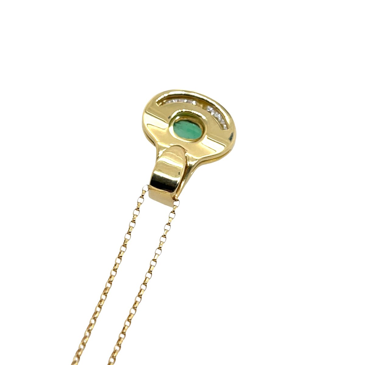 Pendentif en émeraude et diamant jaune 18 carats sur chaîne de 16 pouces-photo-4