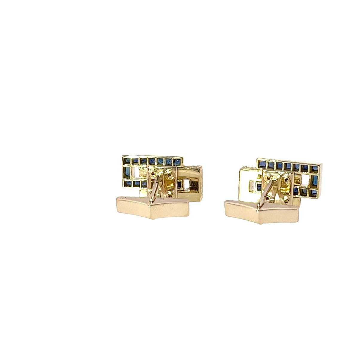 Boutons de manchette KUTCHINSKY en or jaune 18 carats avec saphir – Design entrelacé-photo-3
