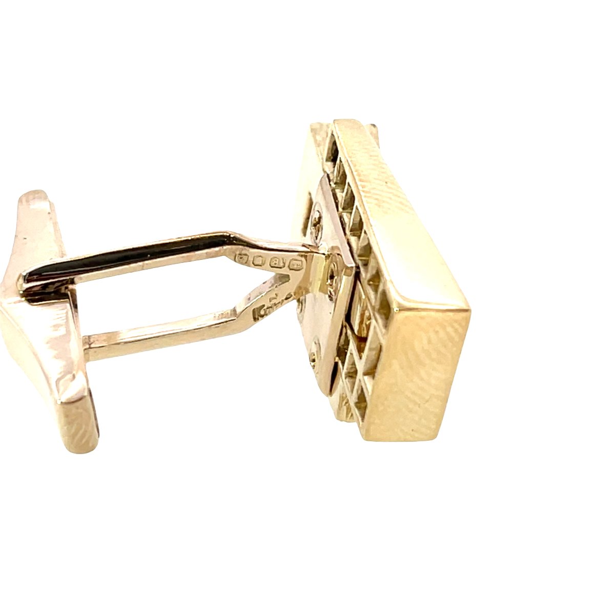 Boutons de manchette KUTCHINSKY en or jaune 18 carats avec saphir – Design entrelacé-photo-5