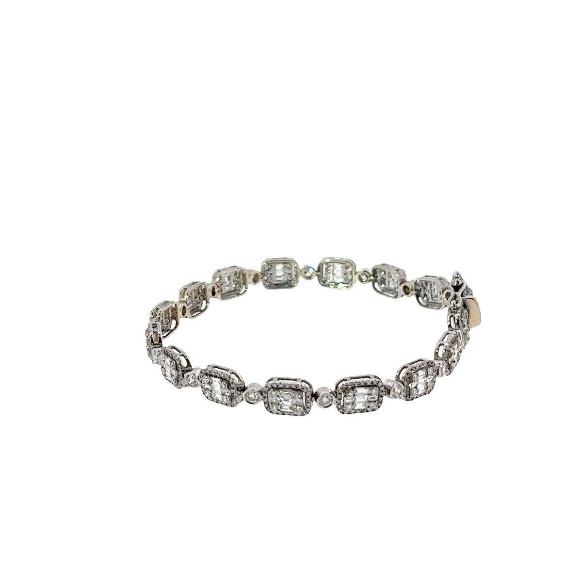 Diamond Cluster Tennis Bracelet – 3.85 Ct Of Natural Round And Baguette Diamonds-photo-3
