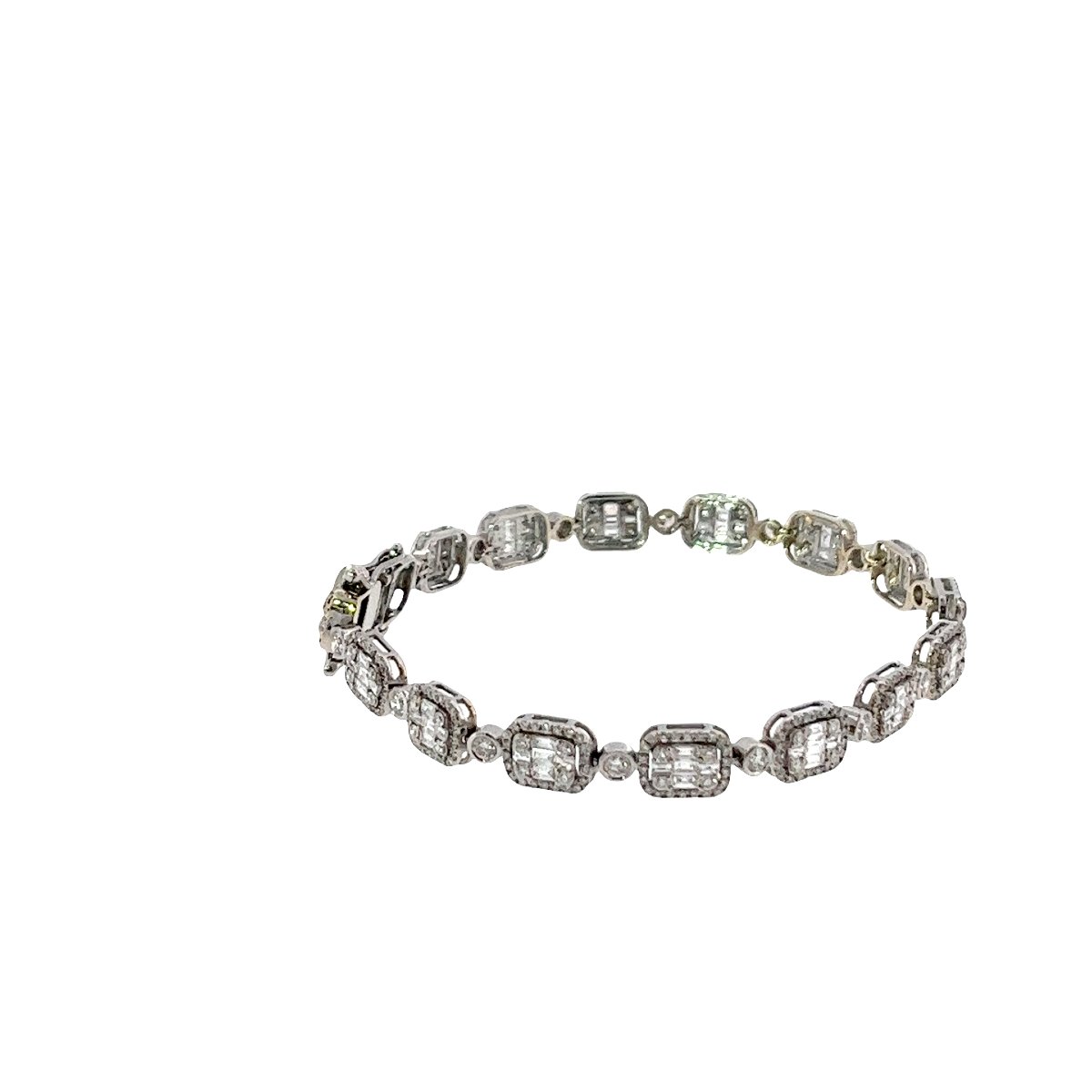 Diamond Cluster Tennis Bracelet – 3.85 Ct Of Natural Round And Baguette Diamonds