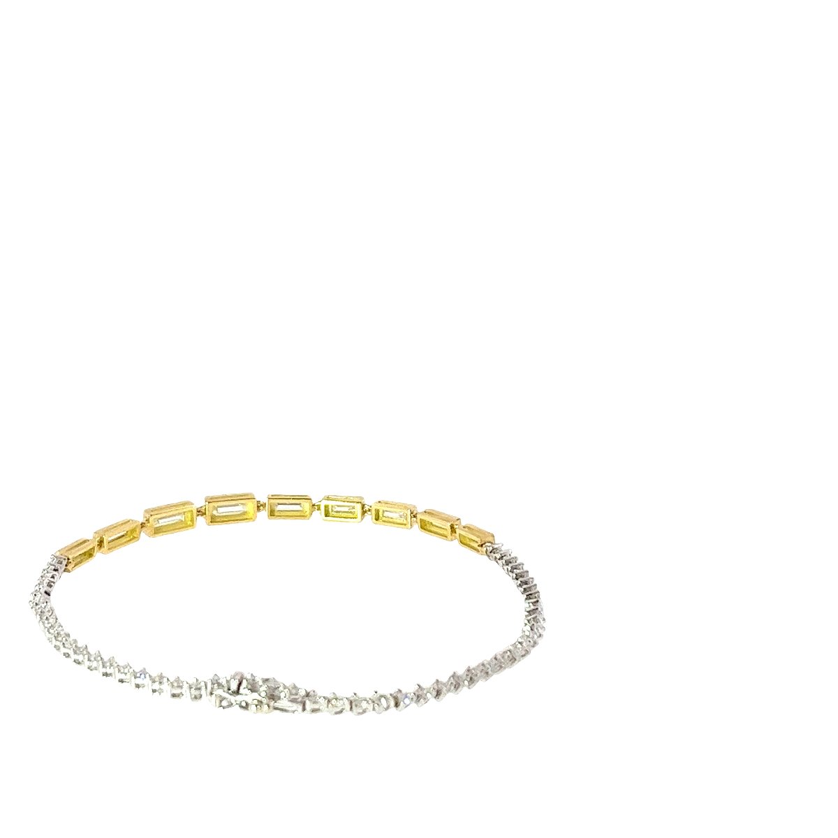 Bracelet de tennis en diamant – 1,95 ct de diamants ronds et baguette naturels en or 18 carats-photo-2